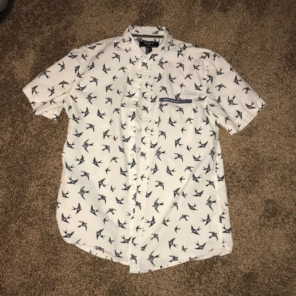 Forever 21 bird button up shirt.